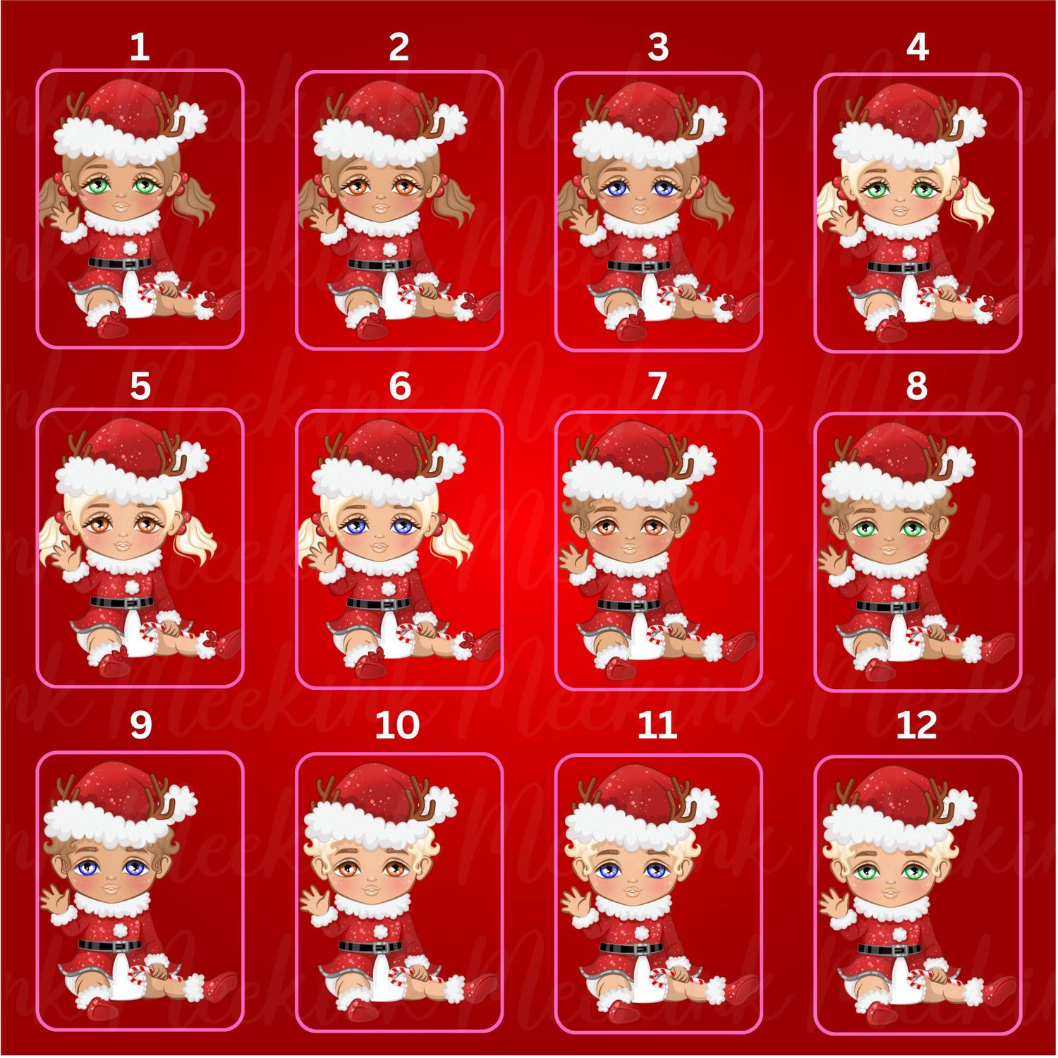 Christmas Bright Eyed Babies DTF Decal