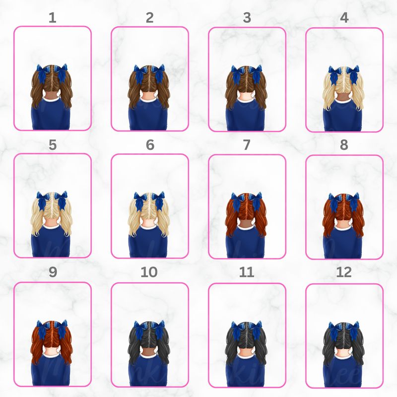 Back Facing Girl School Doll BLUE UVDTF or DTF Decal
