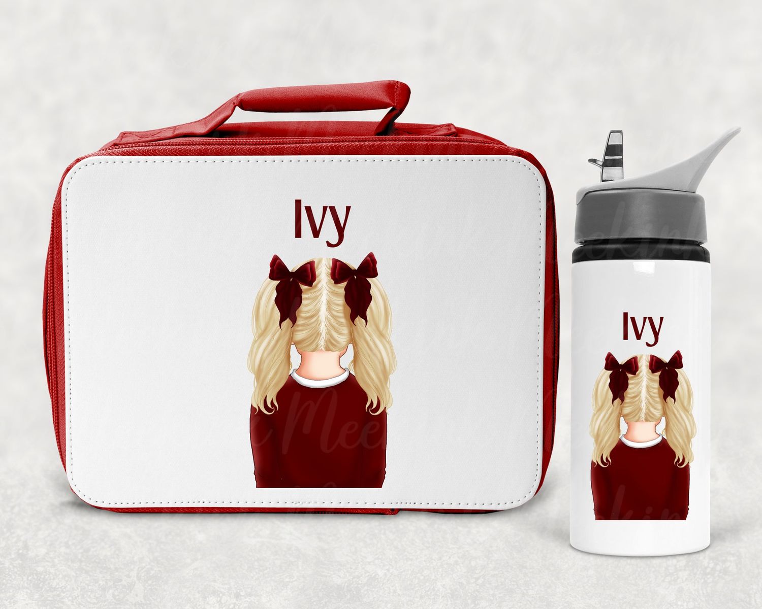 Back Facing Girl School Doll MAROON UVDTF or DTF Decal