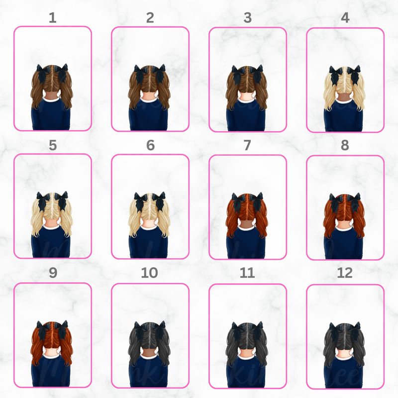 Back Facing Girl School Doll NAVY UVDTF or DTF Decal