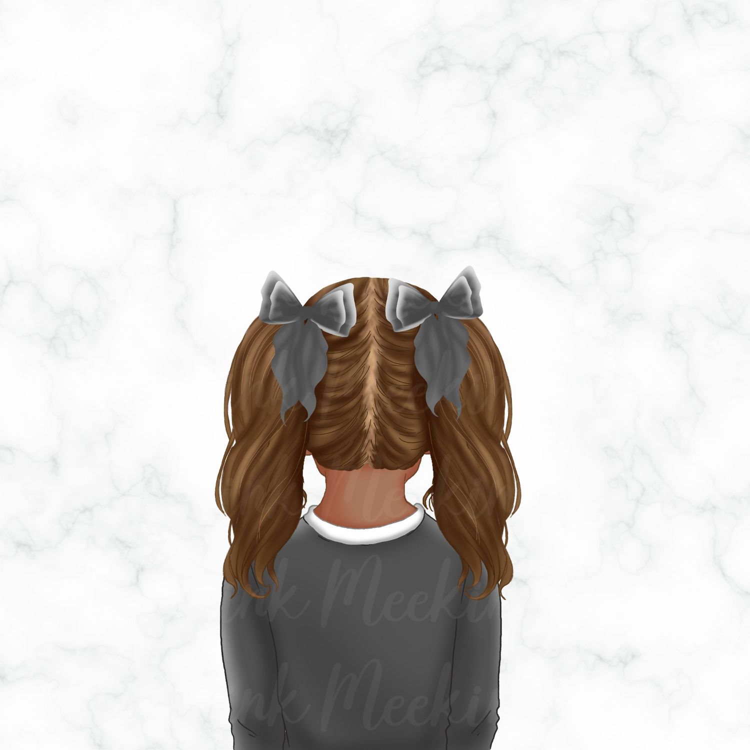 Back Facing School Girl Doll Grey 15