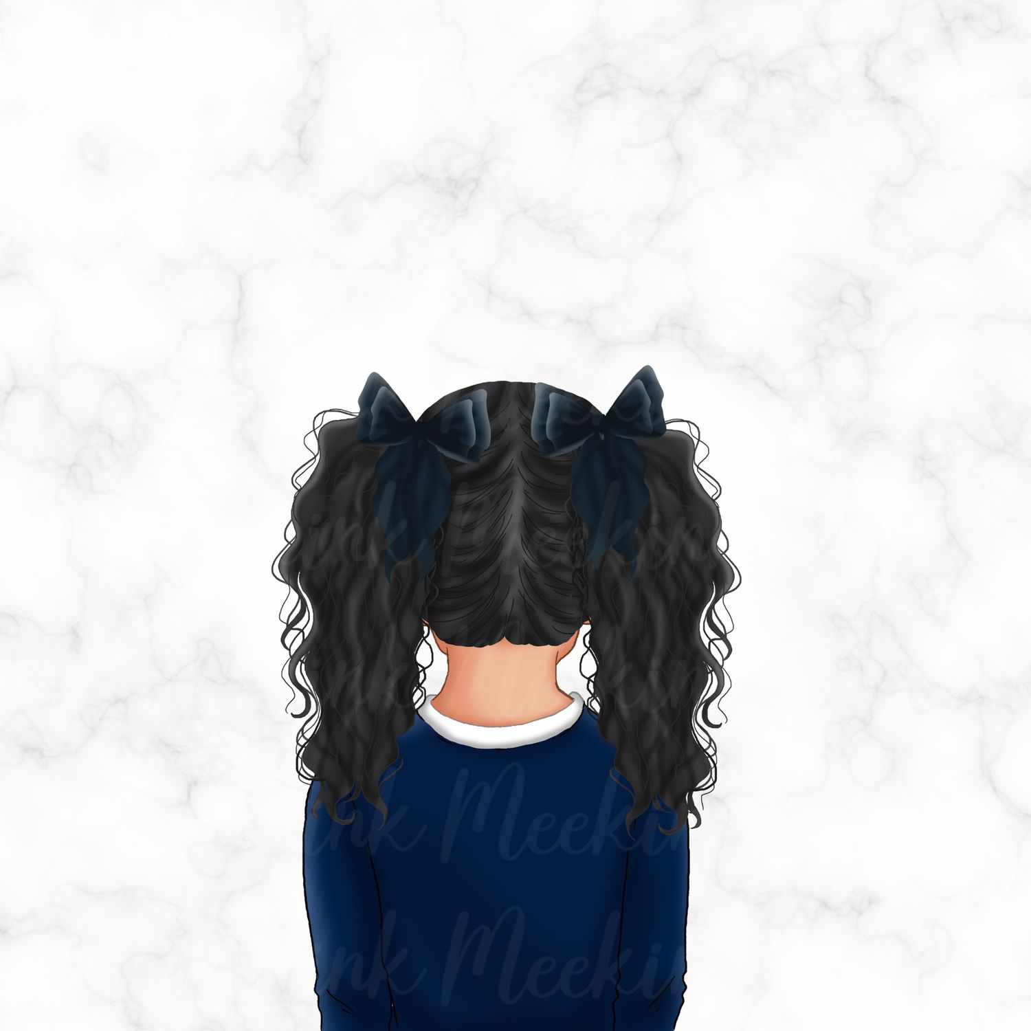 Back Facing School Girl Doll Navy 2