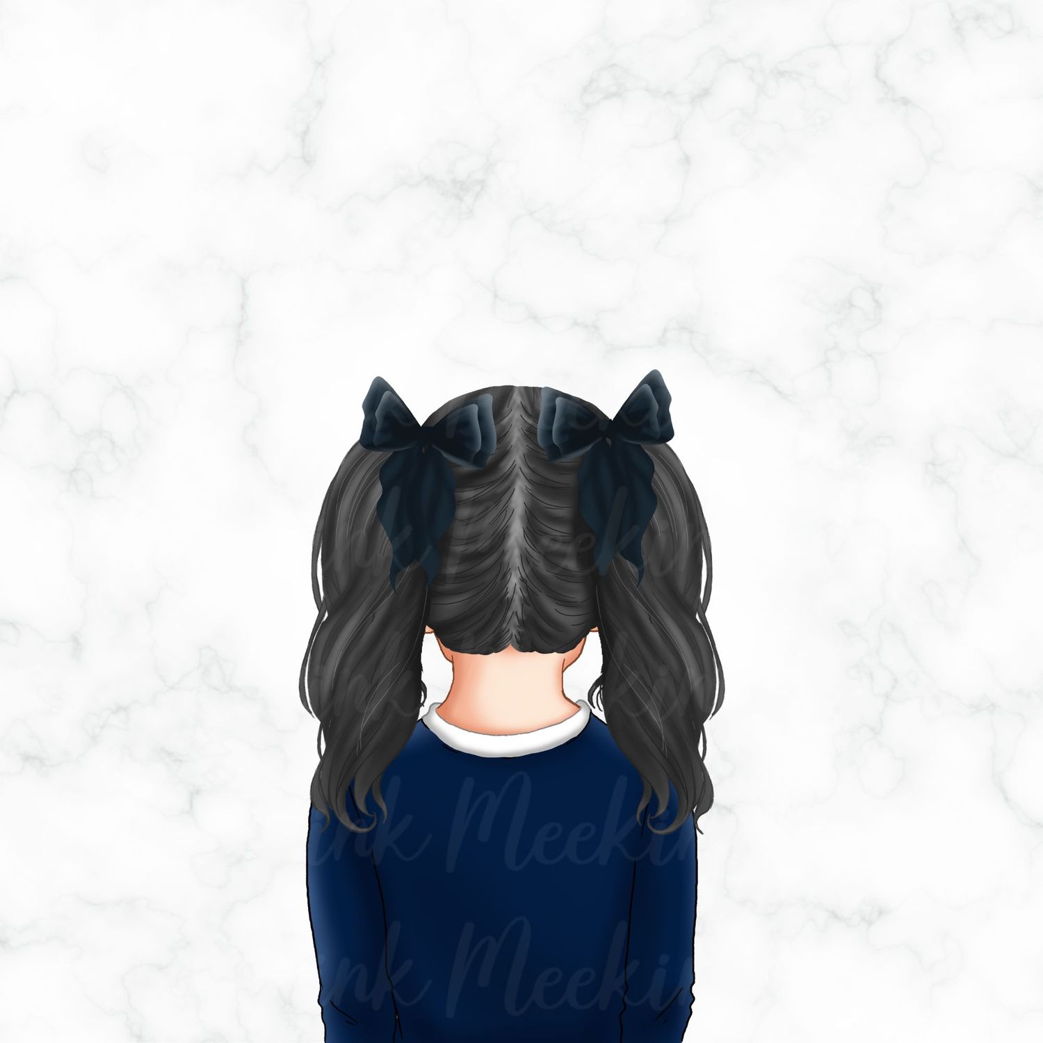 Back Facing School Girl Doll Navy 4