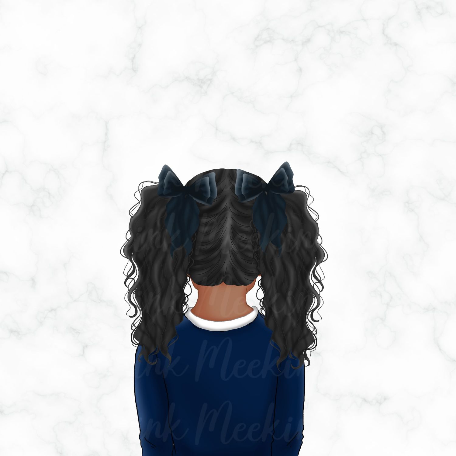 Back Facing School Girl Doll Navy 3
