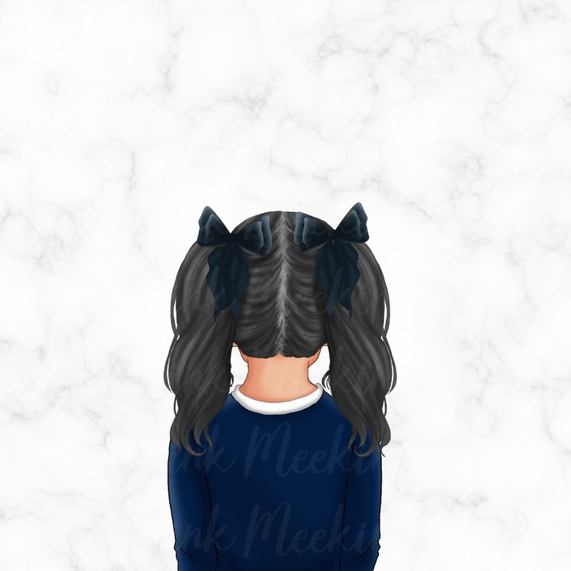 Back Facing School Girl Doll Navy 5