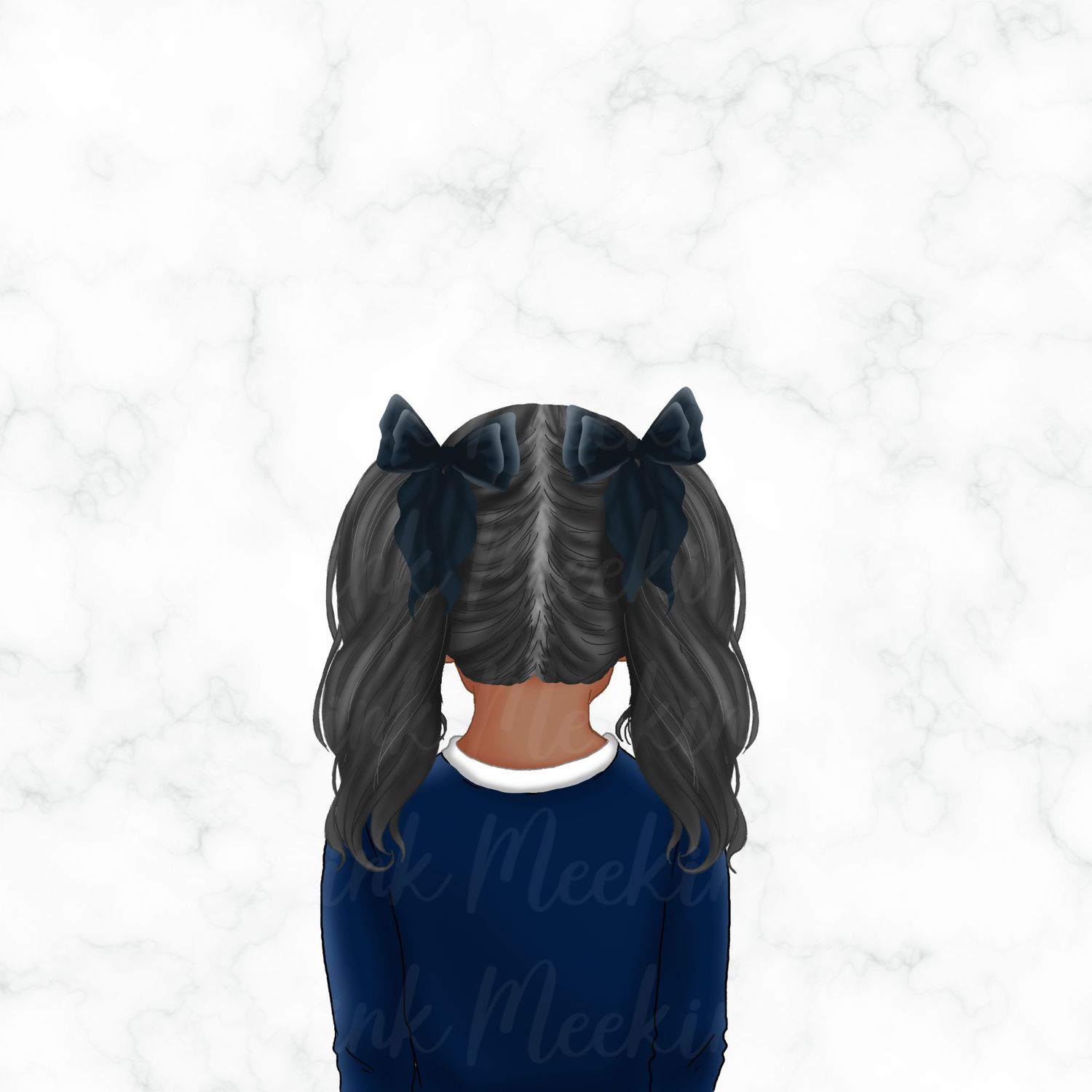 Back Facing School Girl Doll Navy 6
