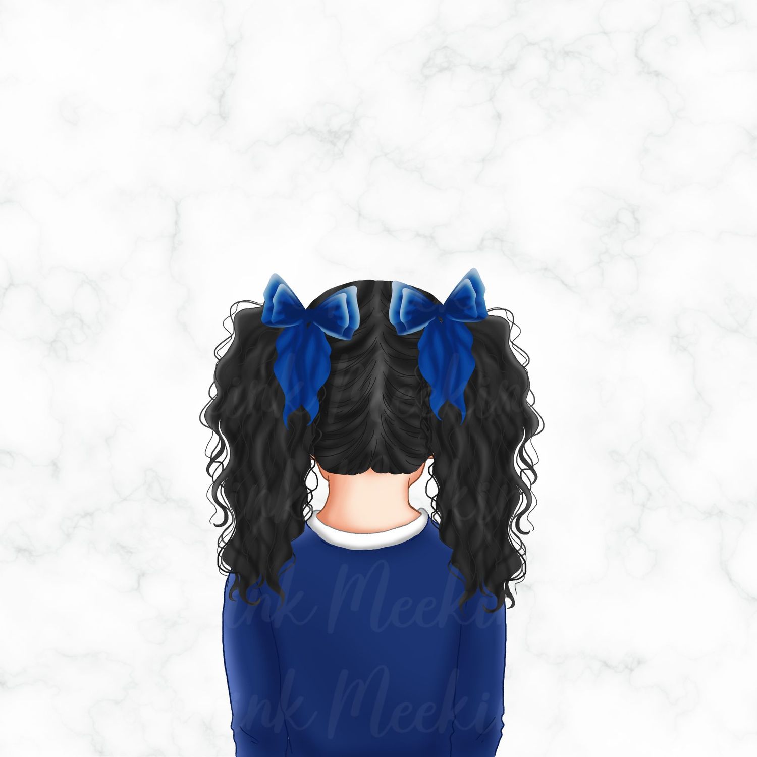 Back Facing School Girl Doll Blue 1