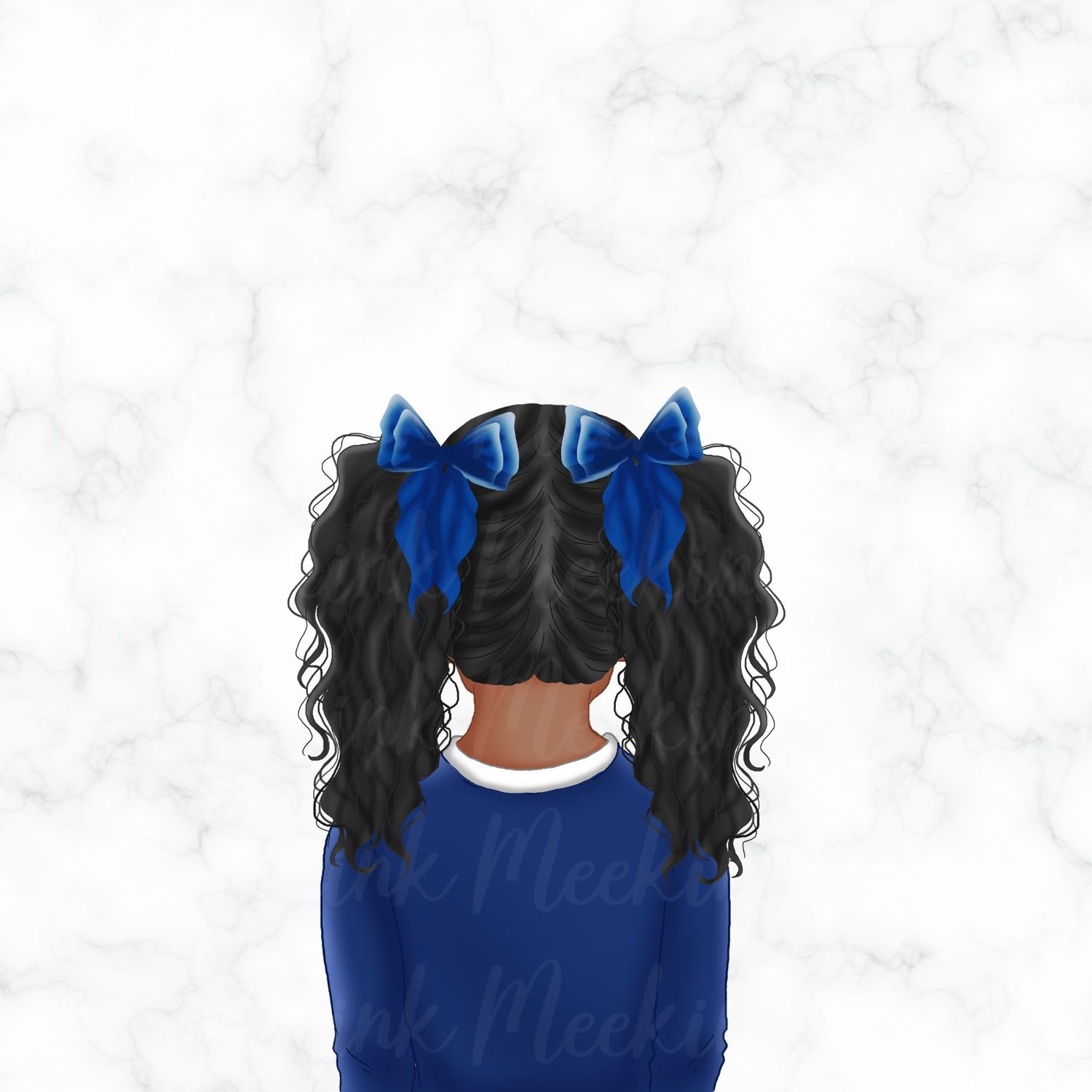 Back Facing School Girl Doll Blue 3