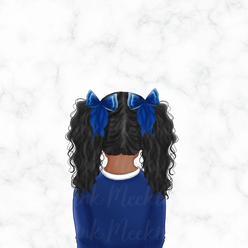 Back Facing School Girl Doll Blue 3