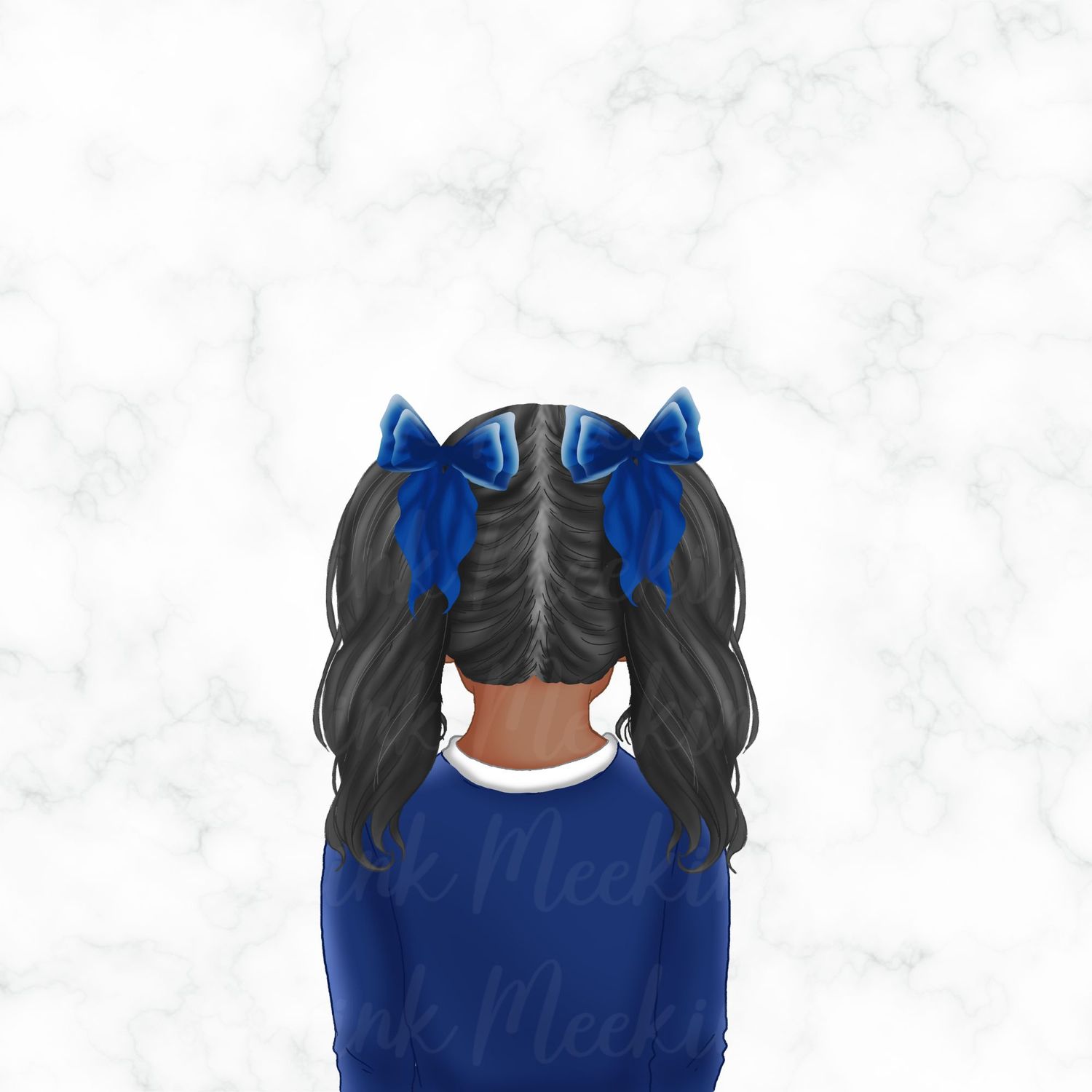 Back Facing School Girl Doll Blue 6