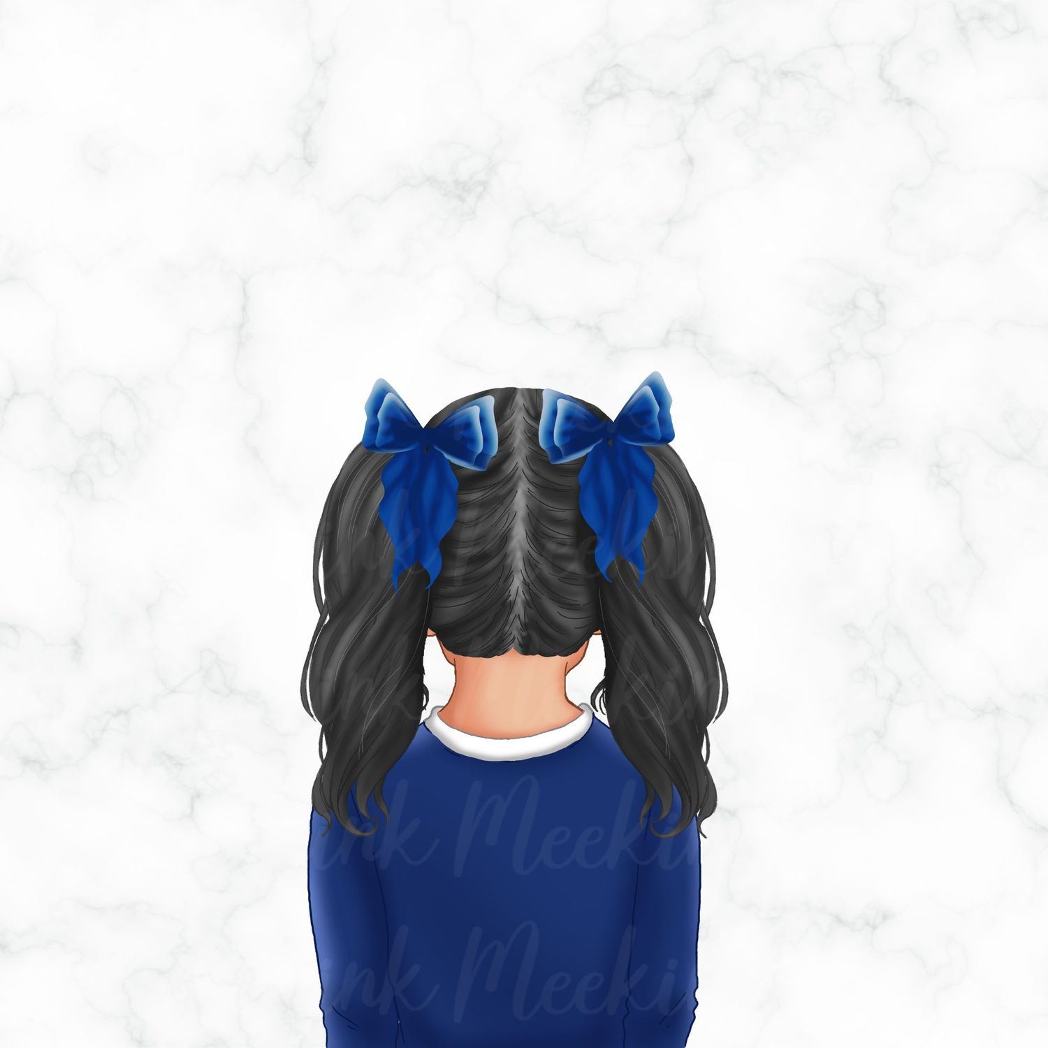 Back Facing School Girl Doll Blue 5