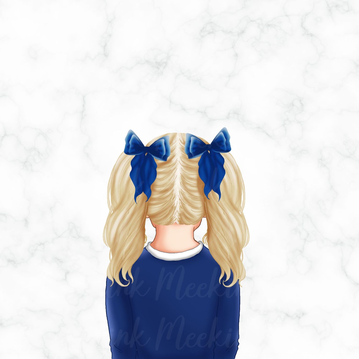 Back Facing School Girl Doll Blue 10