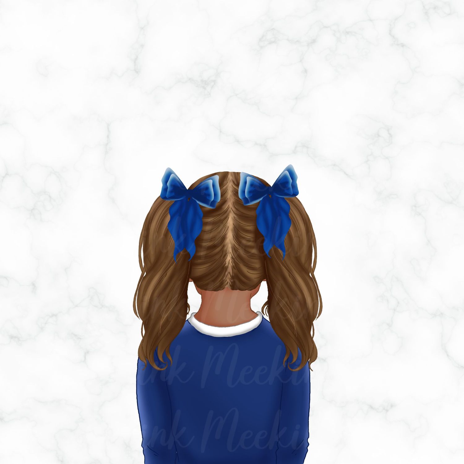 Back Facing School Girl Doll Blue 15