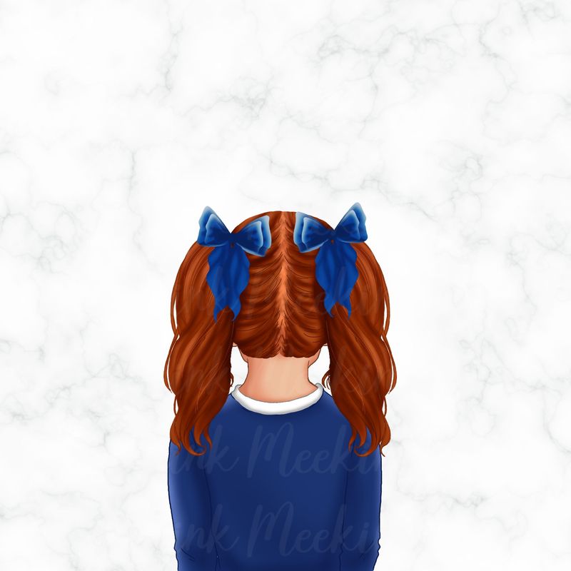 Back Facing School Girl Doll Blue 8