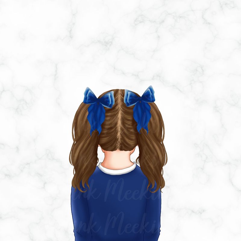 Back Facing School Girl Doll Blue 13