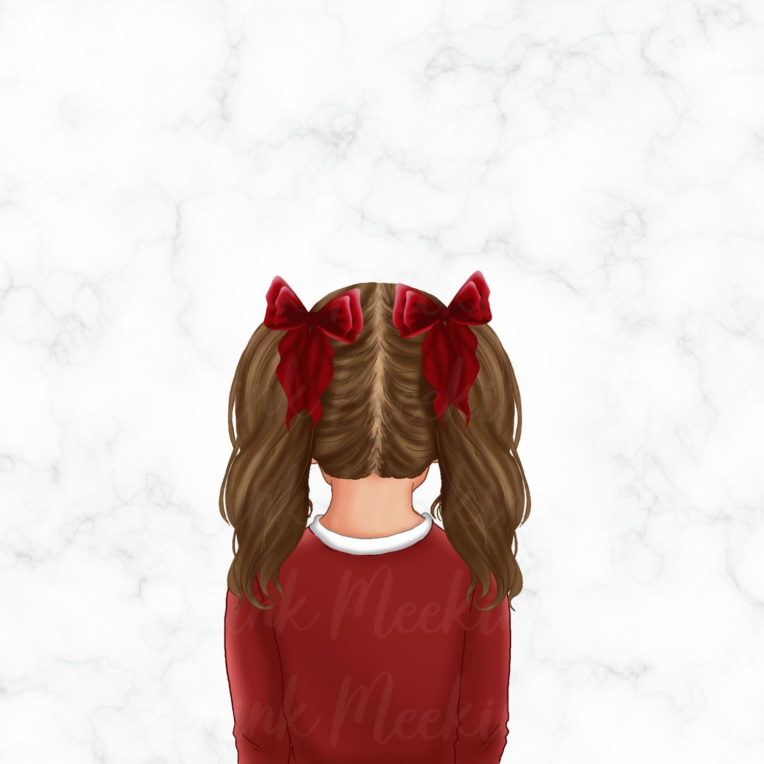 Back Facing School Girl Doll Red 2