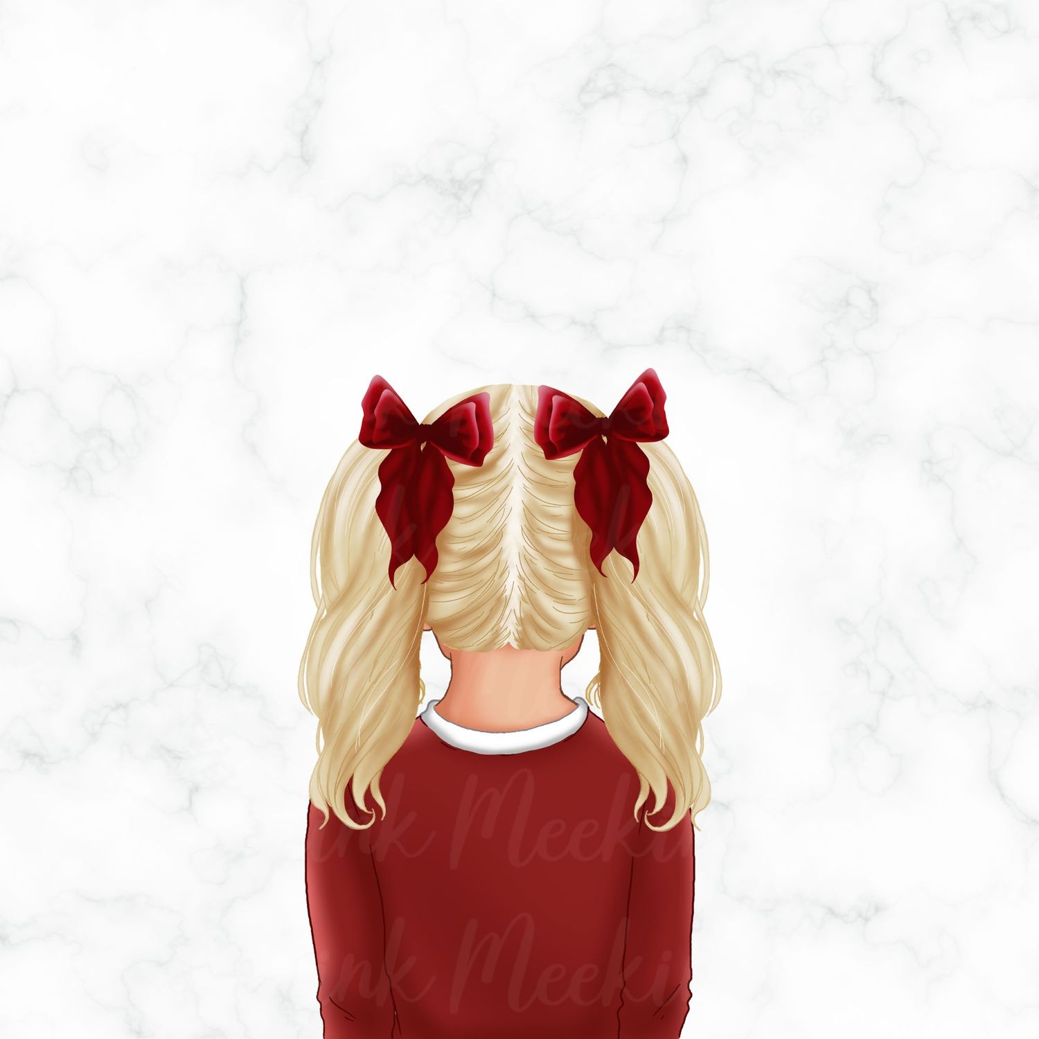 Back Facing School Girl Doll Red 5