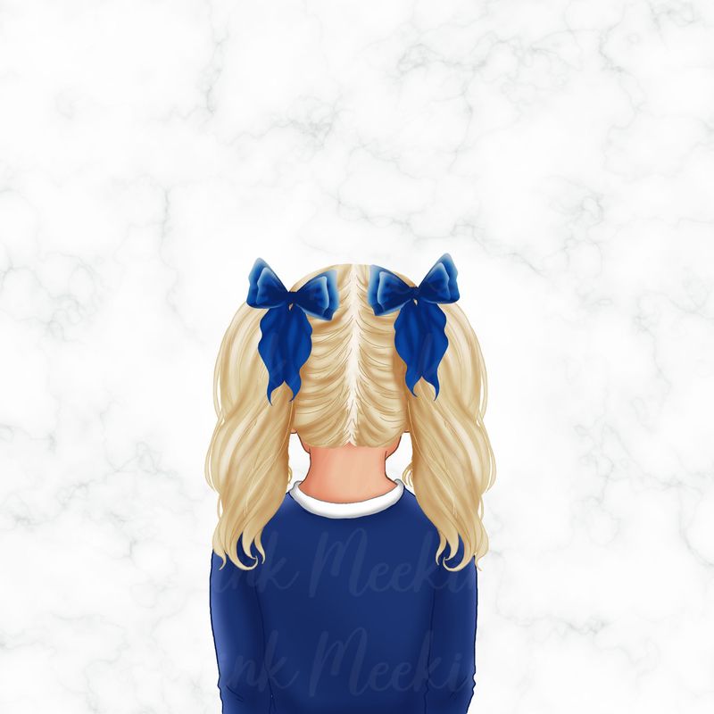 Back Facing School Girl Doll Blue 11