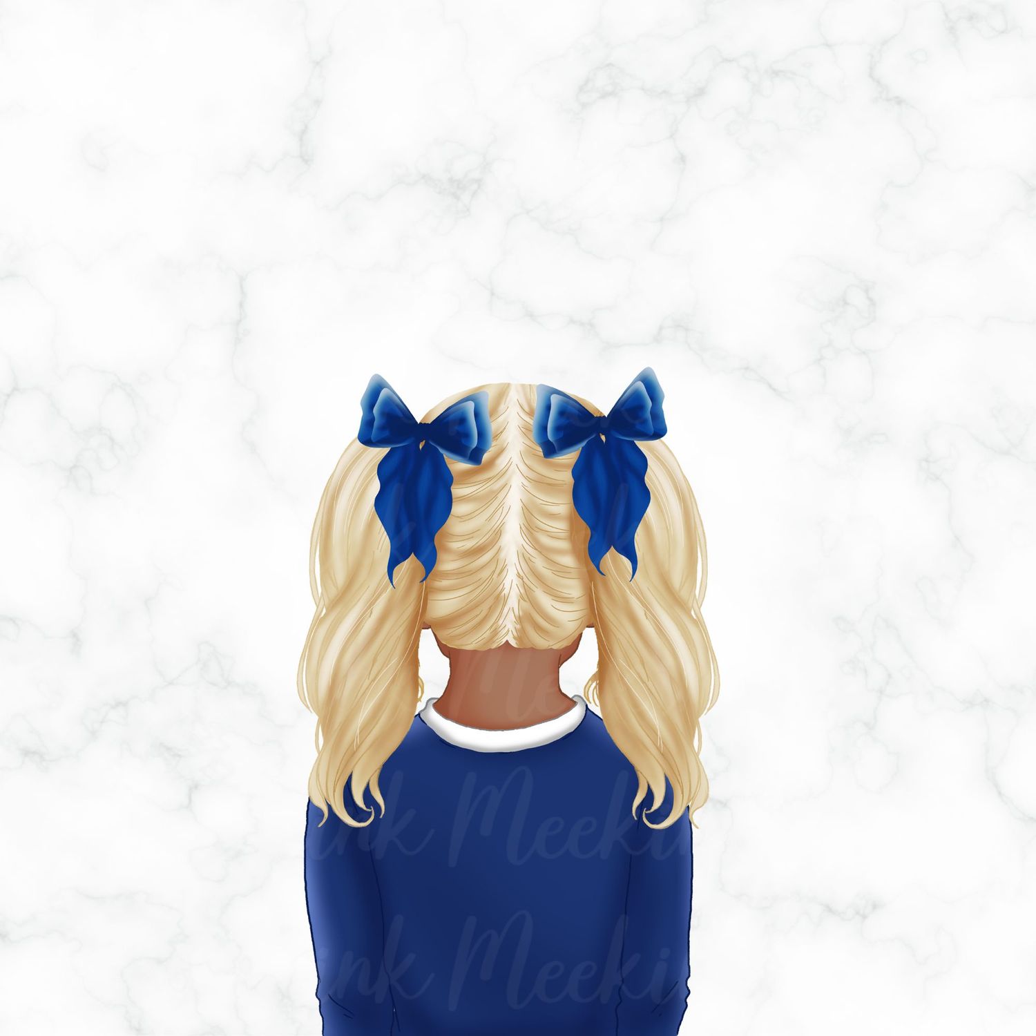 Back Facing School Girl Doll Blue 12