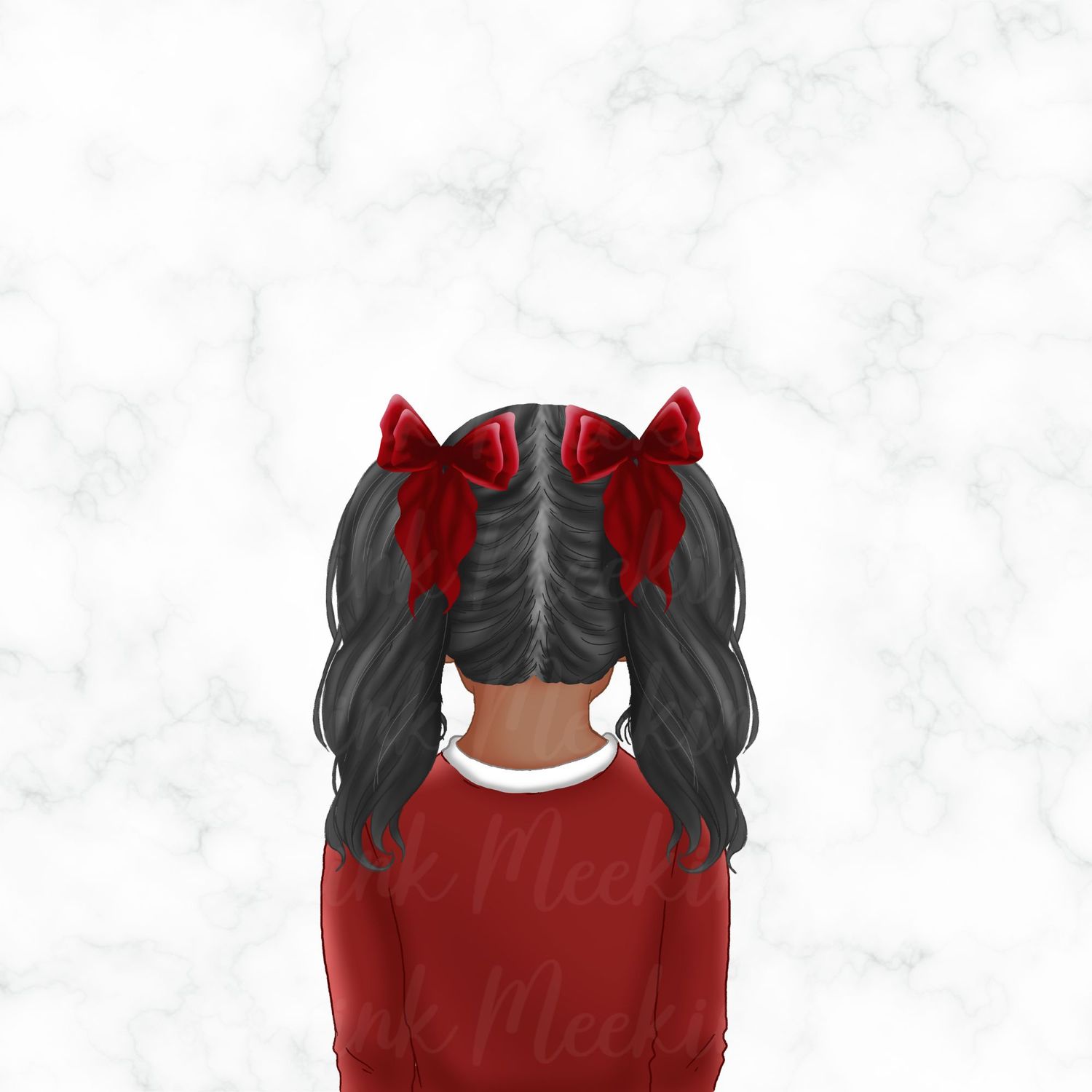 Back Facing School Girl Doll Red 12
