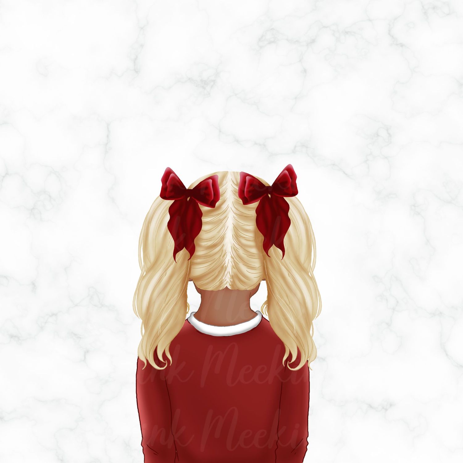 Back Facing School Girl Doll Red 6
