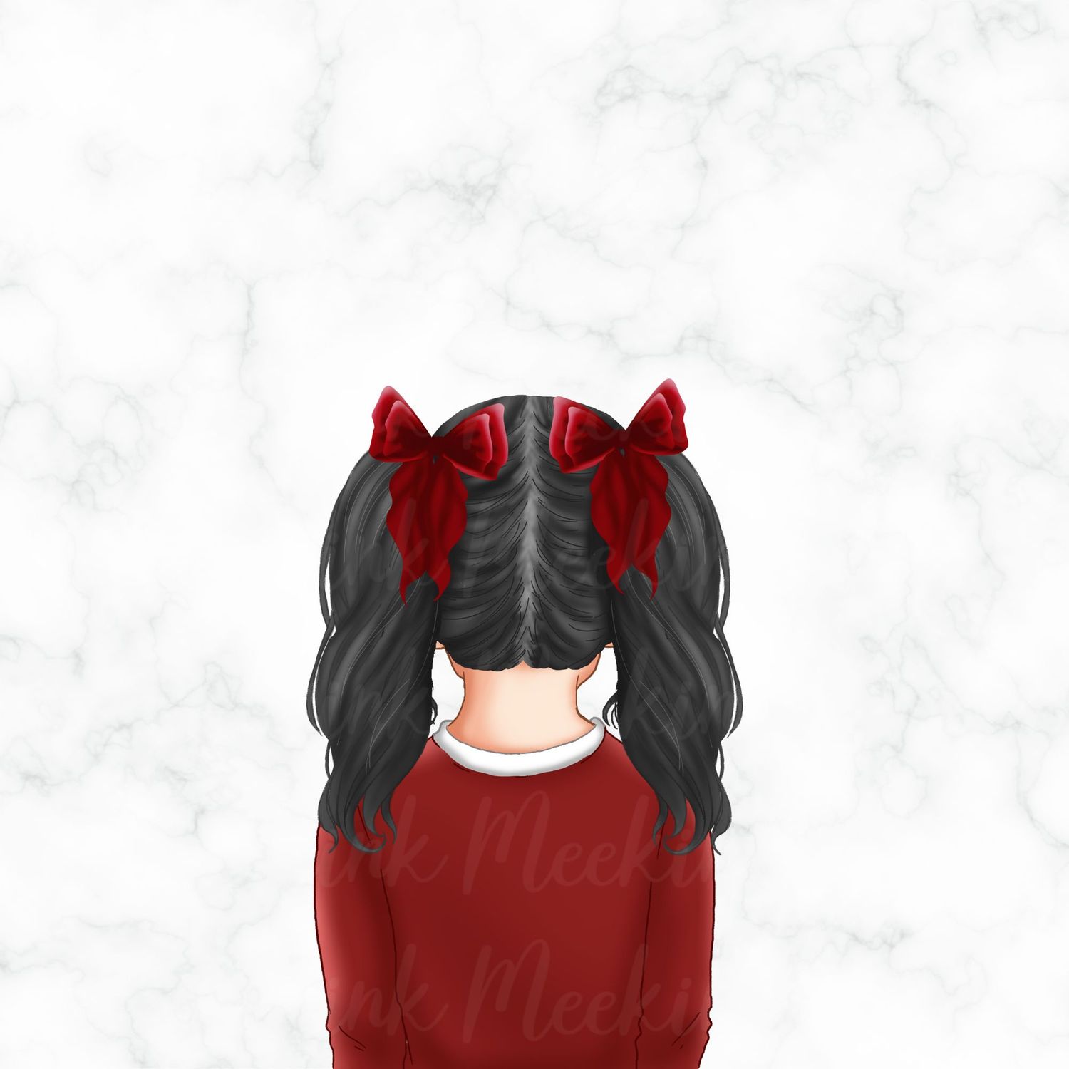 Back Facing School Girl Doll Red 10