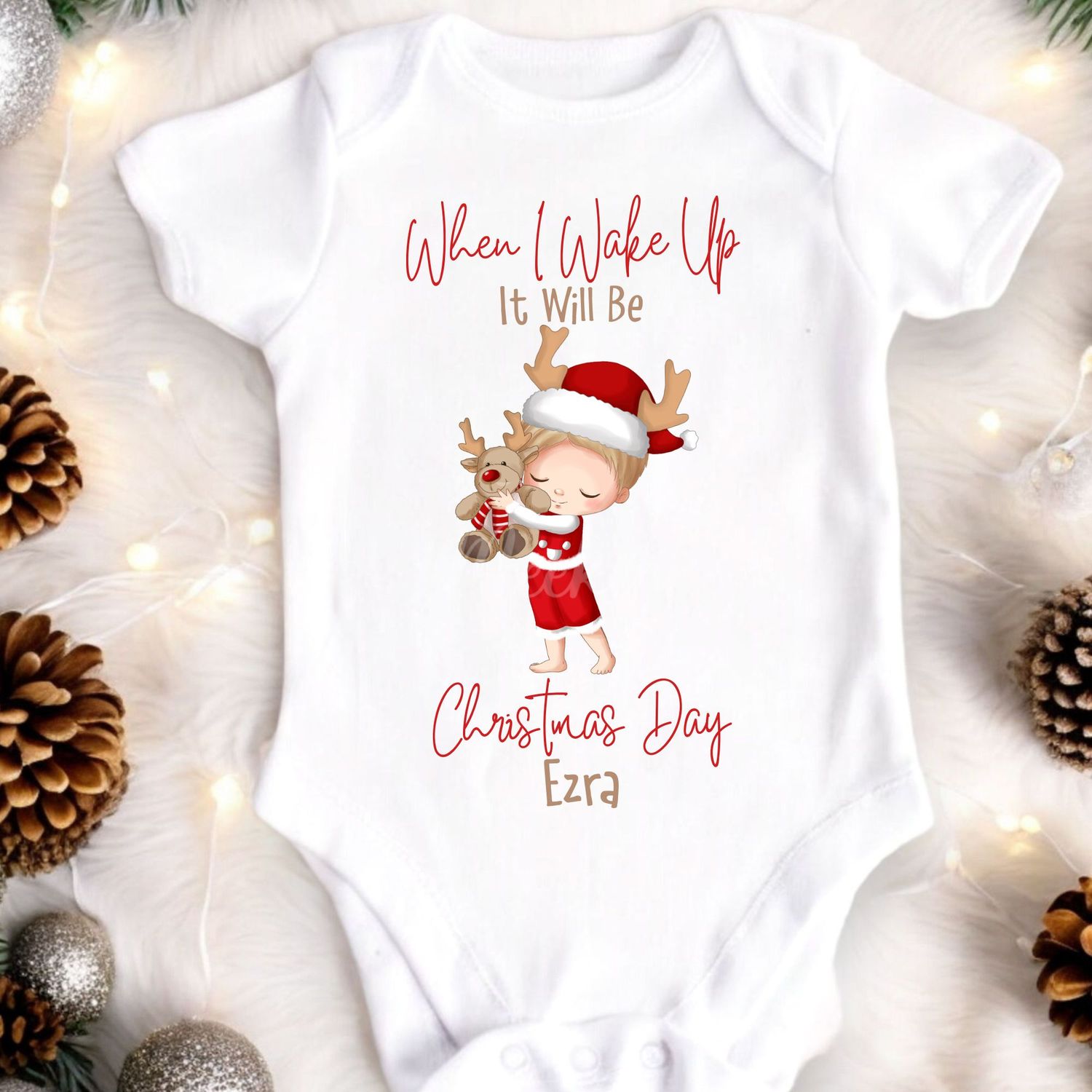 Christmas Reindeer Boy When I Wake Up DTF Decal