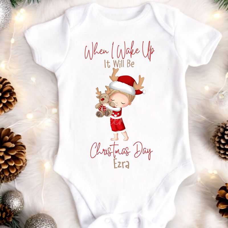 Christmas Reindeer Boy When I Wake Up DTF Decal
