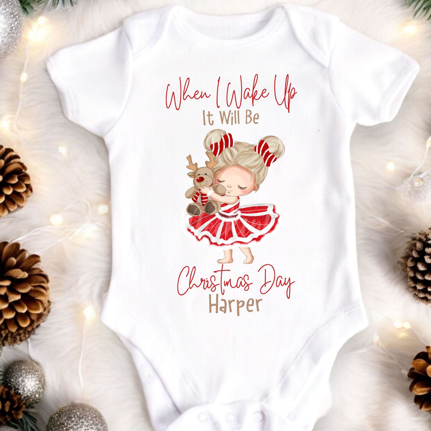 Christmas Reindeer Girl When I Wake Up DTF Decal
