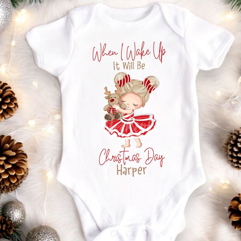 Christmas Reindeer Girl When I Wake Up DTF Decal