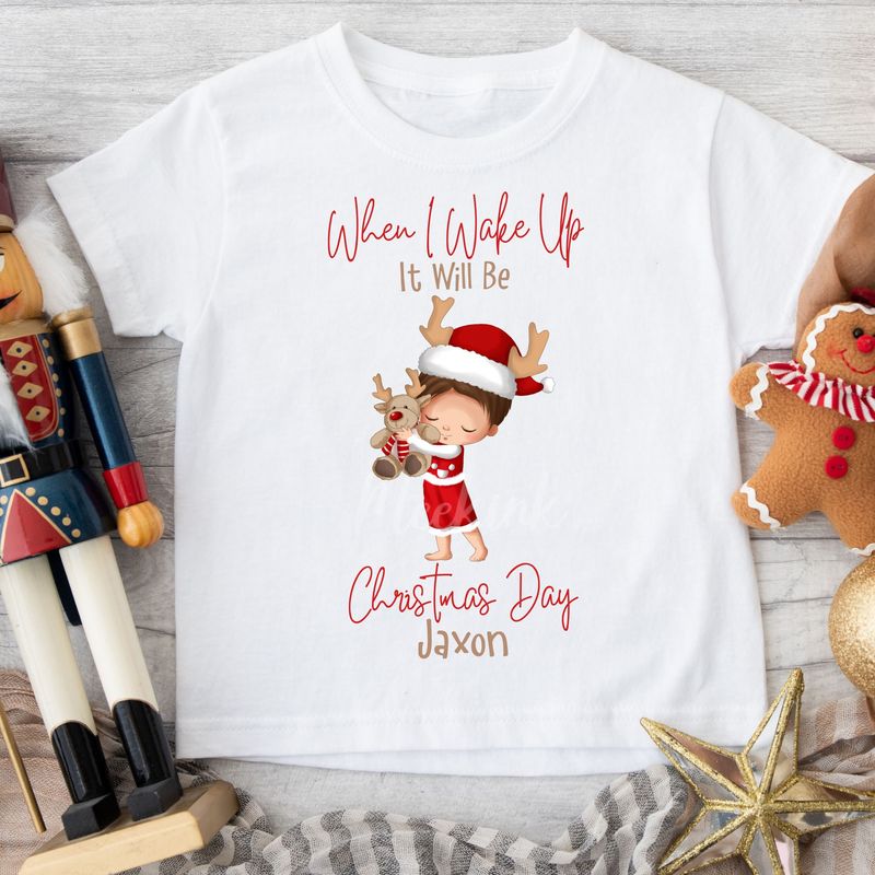 Christmas Reindeer Boy When I Wake Up DTF Decal