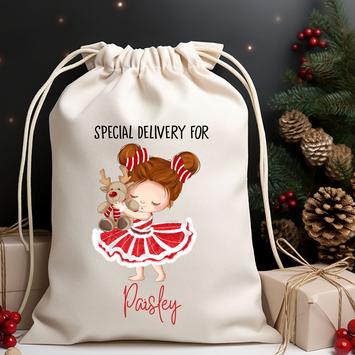 Christmas Reindeer Girl Special Delivery DTF Decal