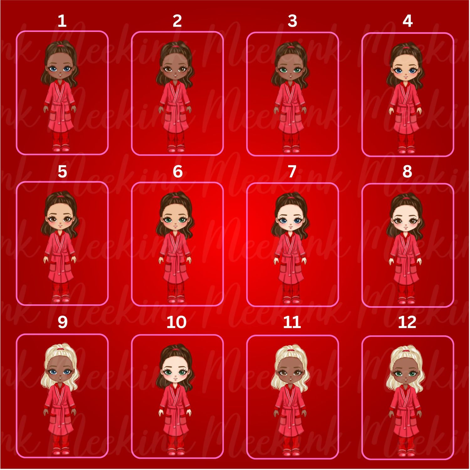 Christmas Mum in Pjs Doll UVDTF or DTF Decal