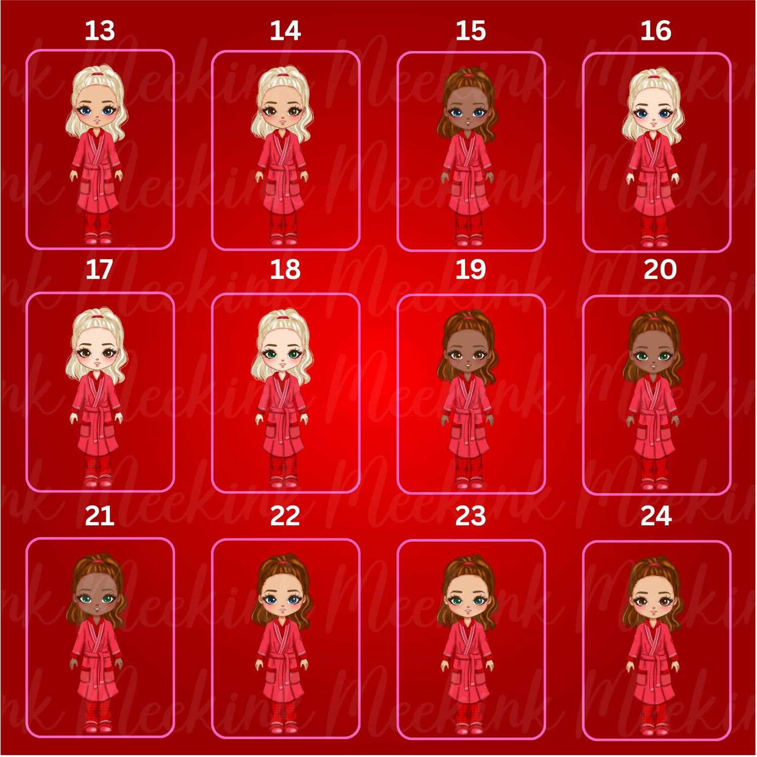 Christmas Mum in Pjs Doll UVDTF or DTF Decal