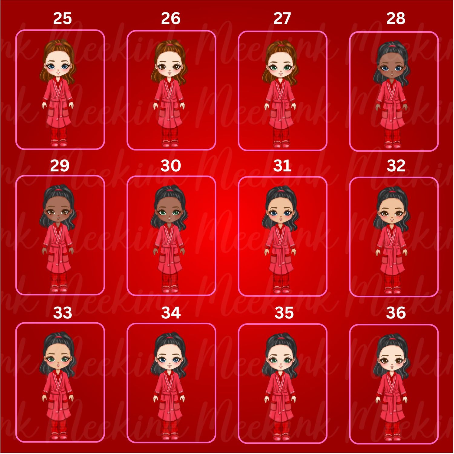Christmas Mum in Pjs Doll UVDTF or DTF Decal