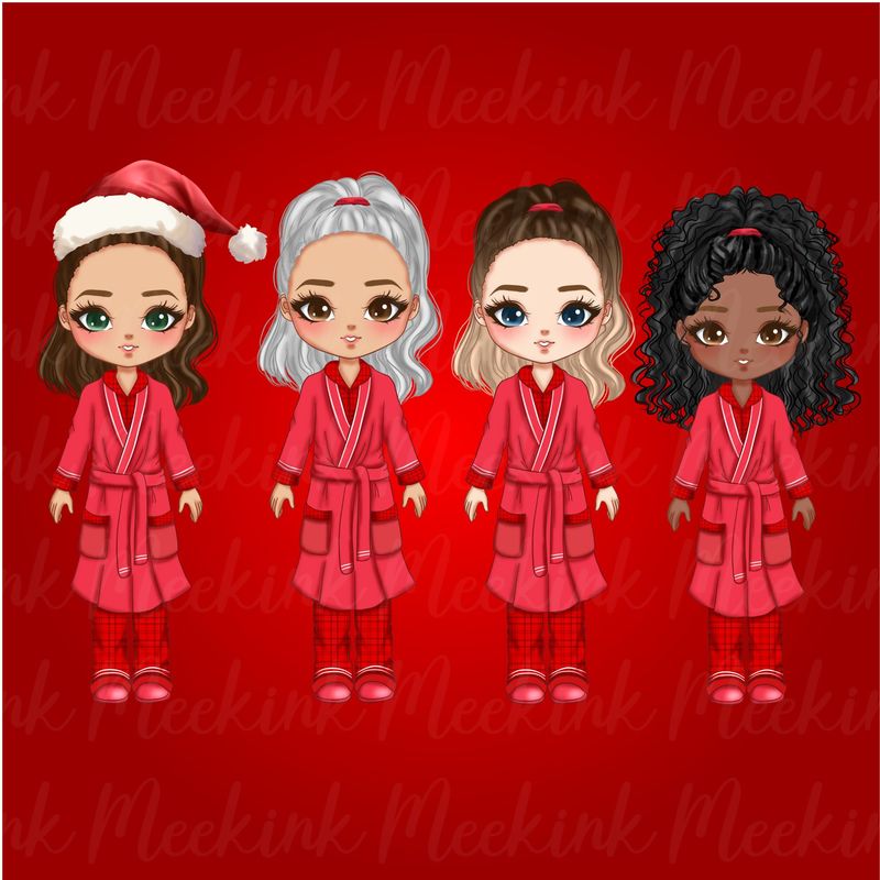 Christmas Mum in Pjs Doll UVDTF or DTF Decal
