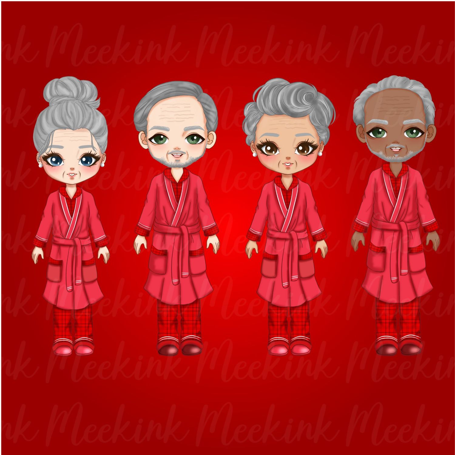 Christmas Grandparent in Pjs Doll UVDTF or DTF Decal