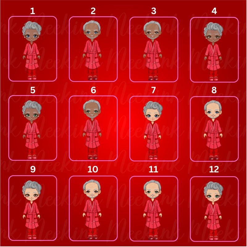 Christmas Grandparent in Pjs Doll UVDTF or DTF Decal