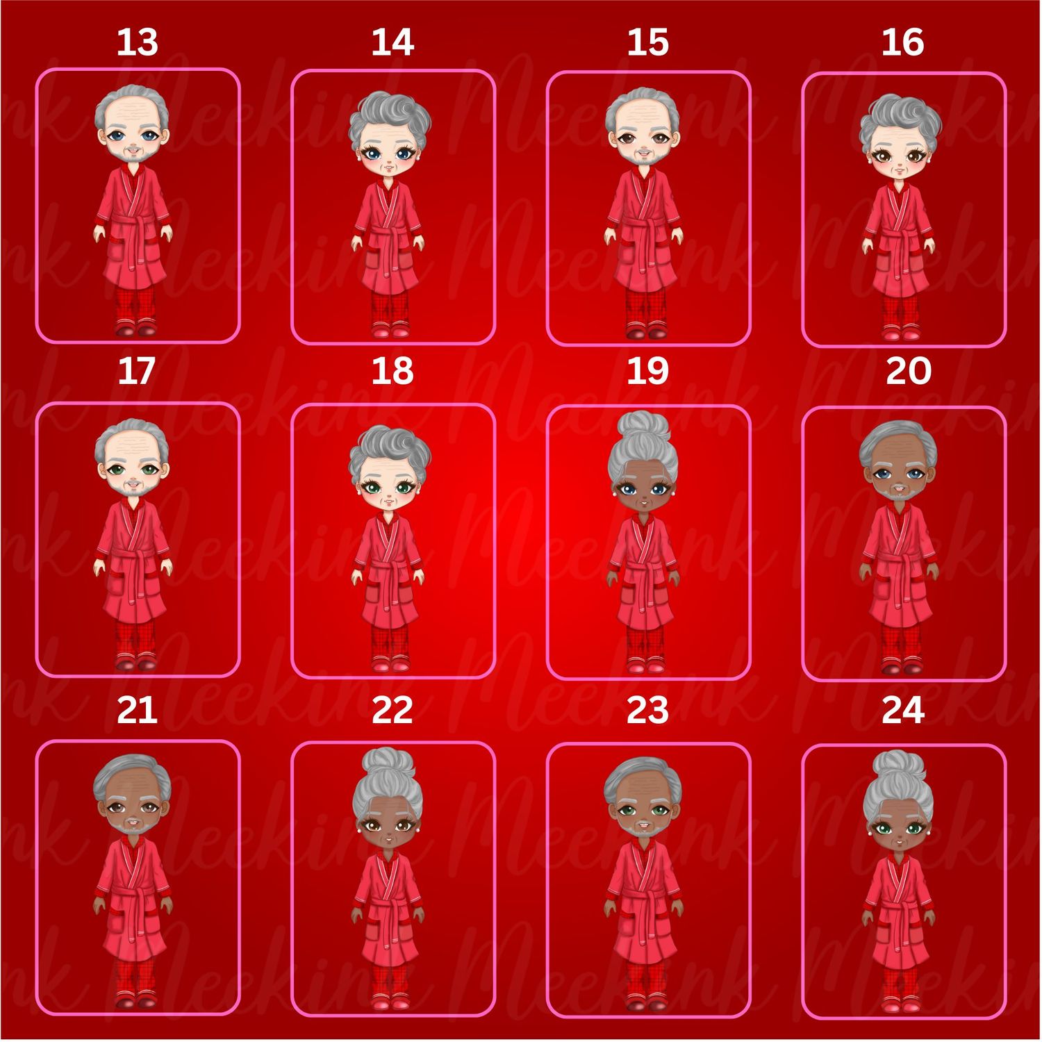 Christmas Grandparent in Pjs Doll UVDTF or DTF Decal