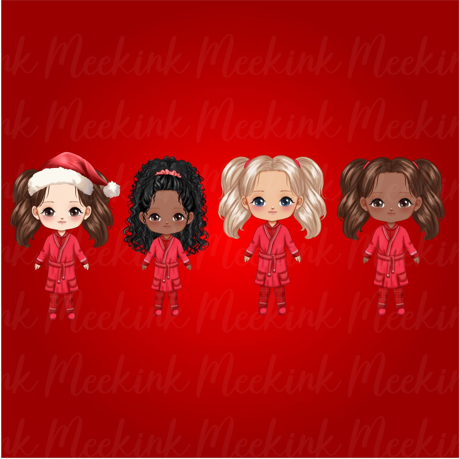Christmas Girl in Pjs Doll UVDTF or DTF Decal