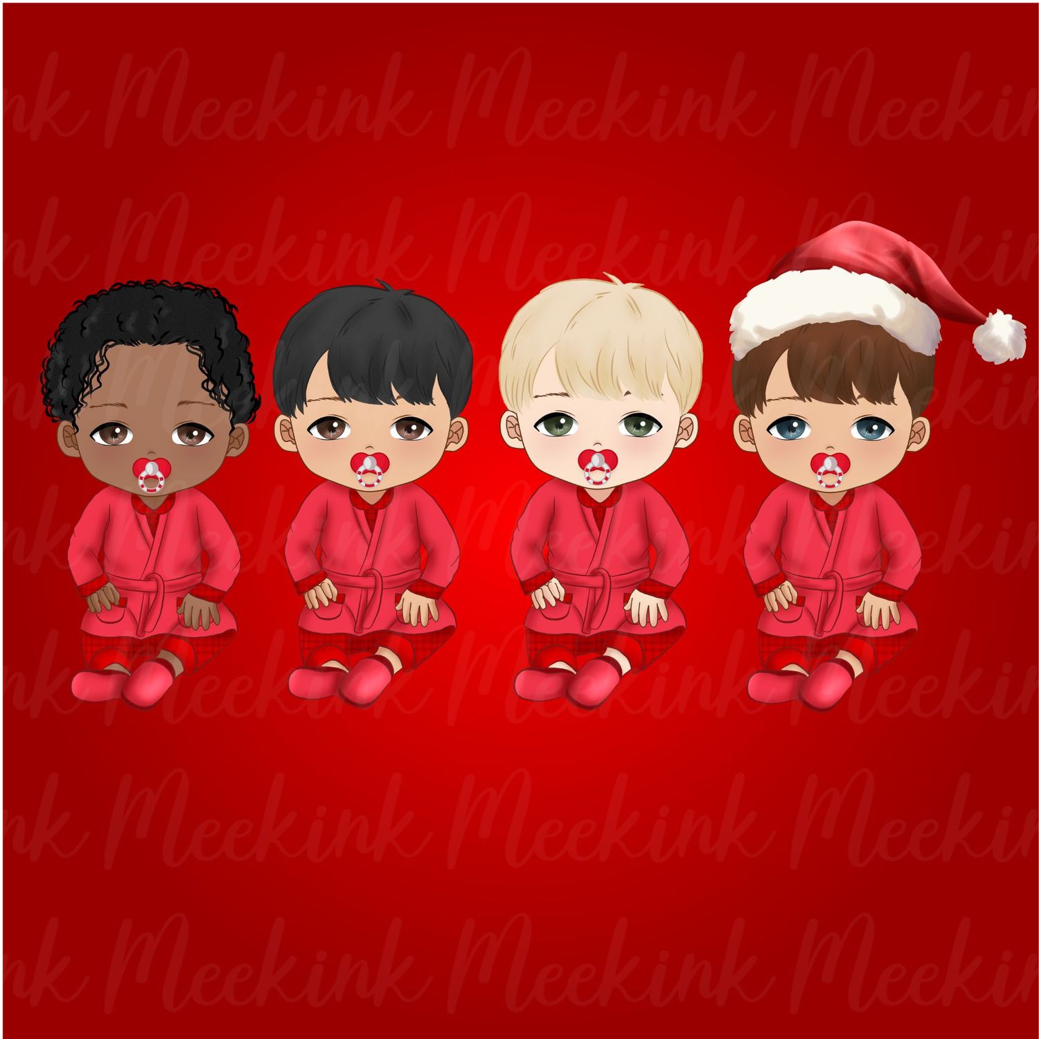 Christmas Baby Boy in Pjs Doll UVDTF or DTF Decal