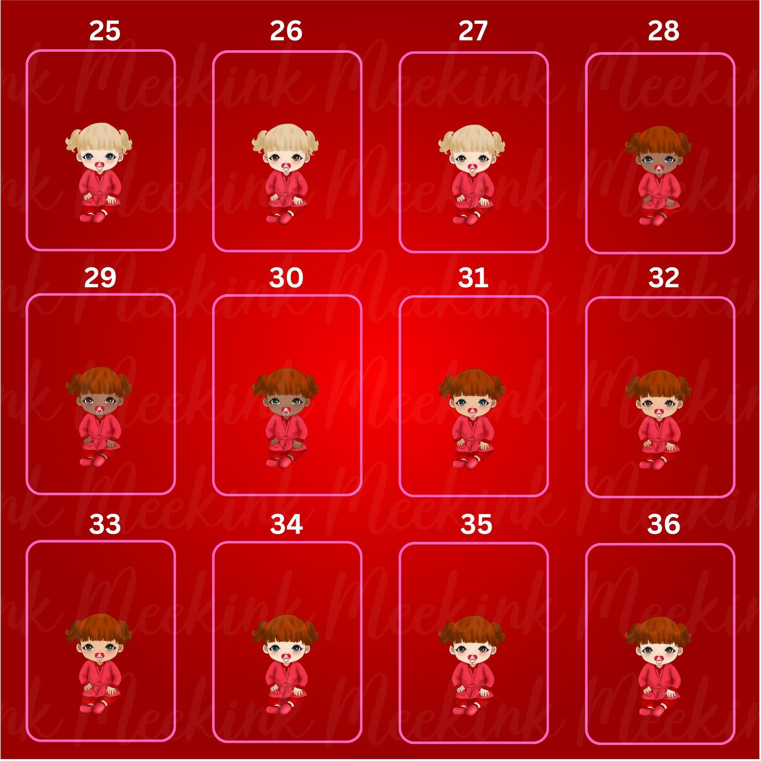 Christmas Baby Girl in Pjs Doll UVDTF or DTF Decal