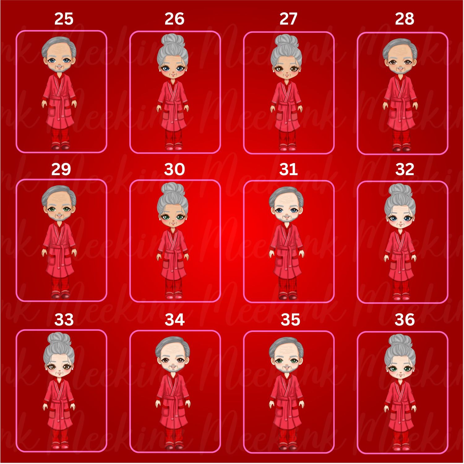 Christmas Grandparent in Pjs Doll UVDTF or DTF Decal