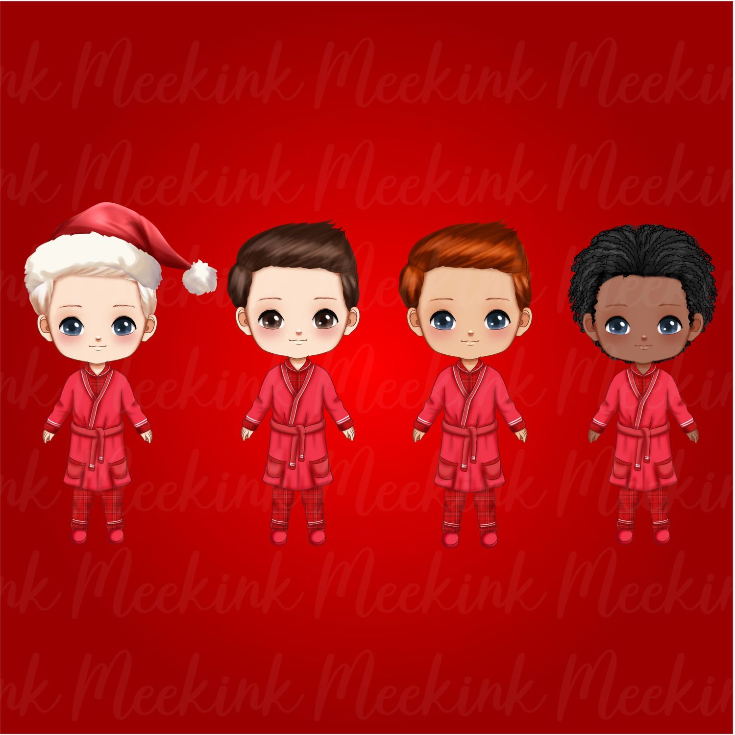 Christmas Boys in Pjs Doll UVDTF or DTF Decal