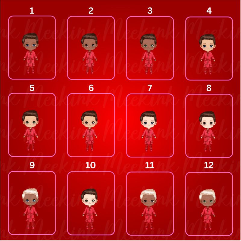 Christmas Boys in Pjs Doll DTF Decal