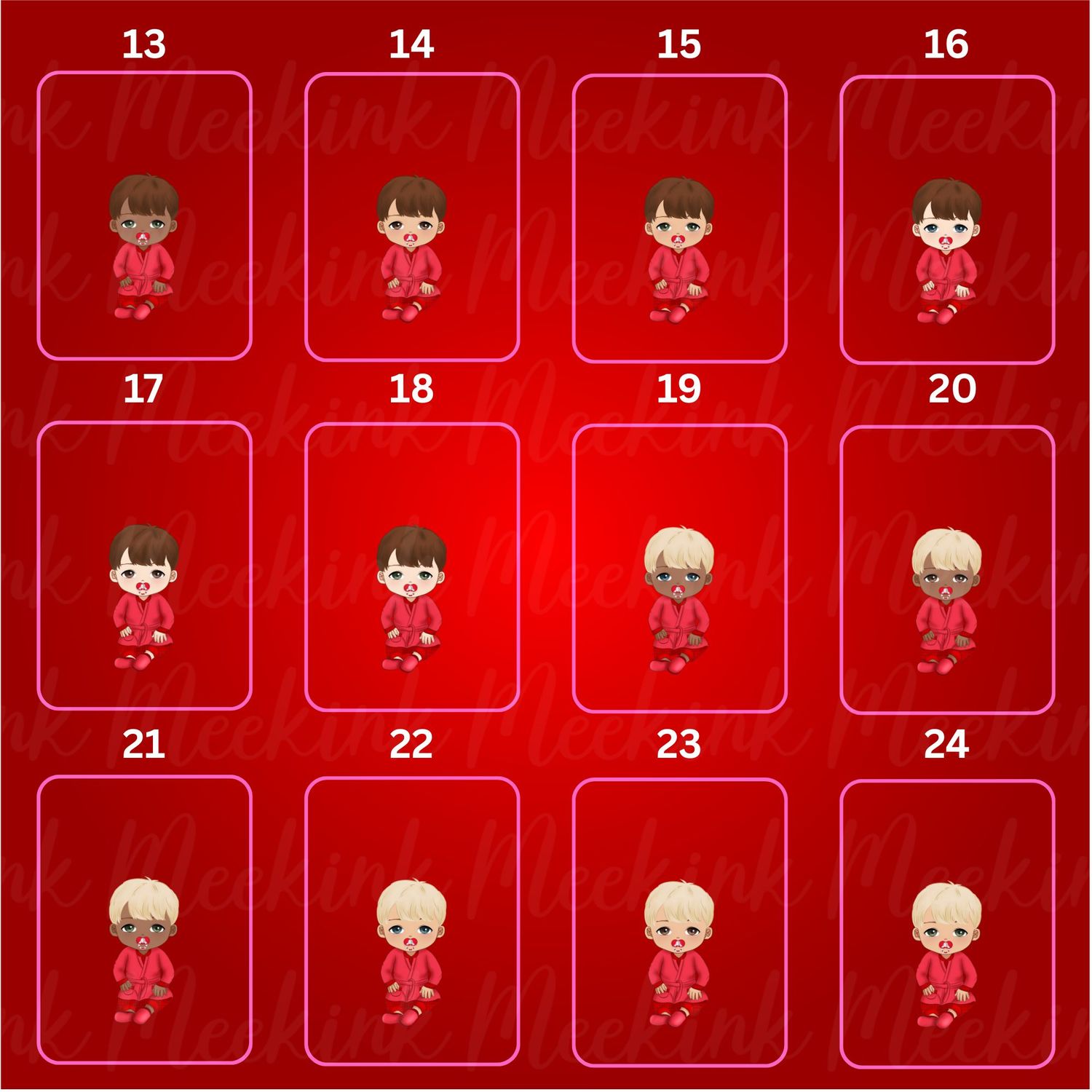 Christmas Baby Boy in Pjs Doll UVDTF or DTF Decal
