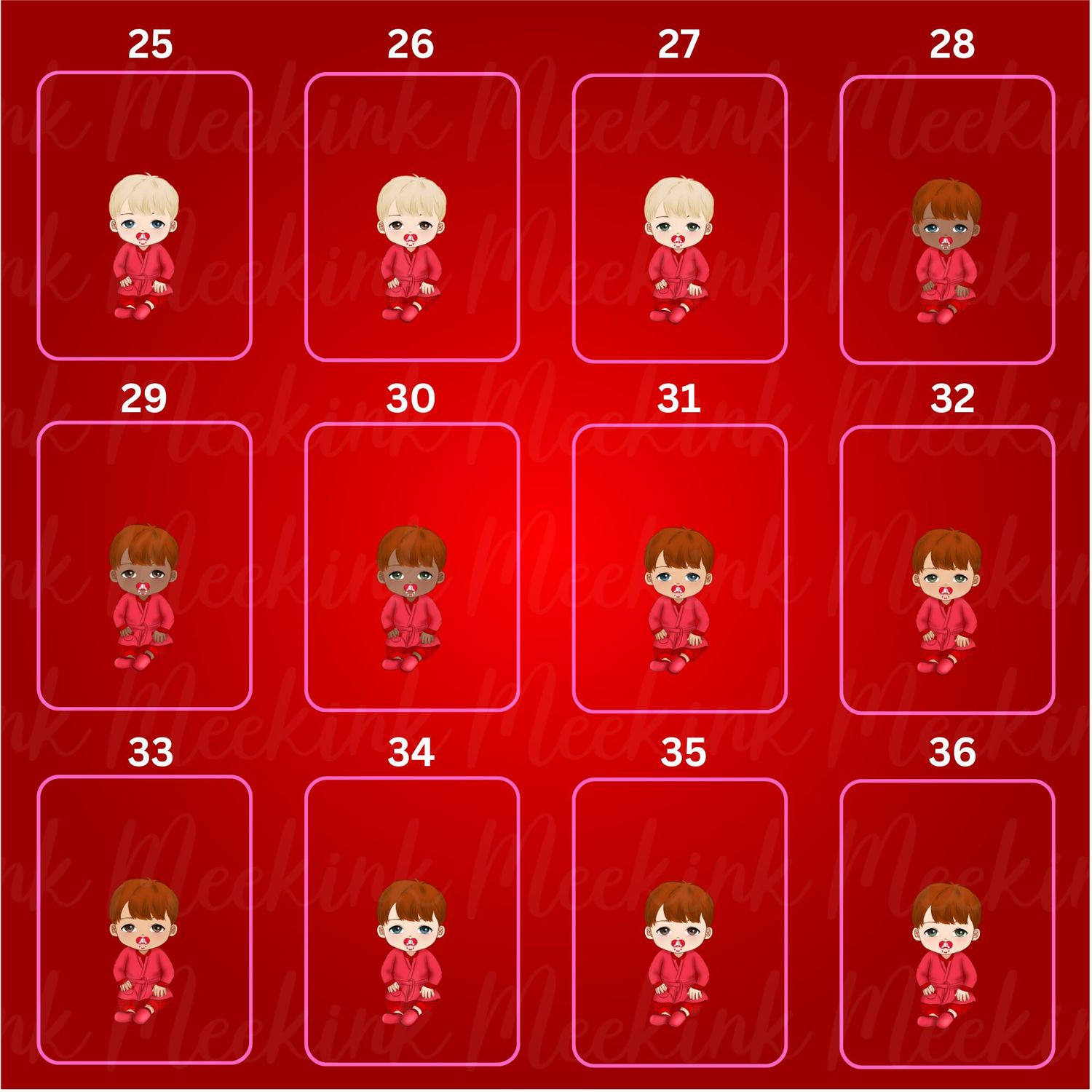 Christmas Baby Boy in Pjs Doll UVDTF or DTF Decal