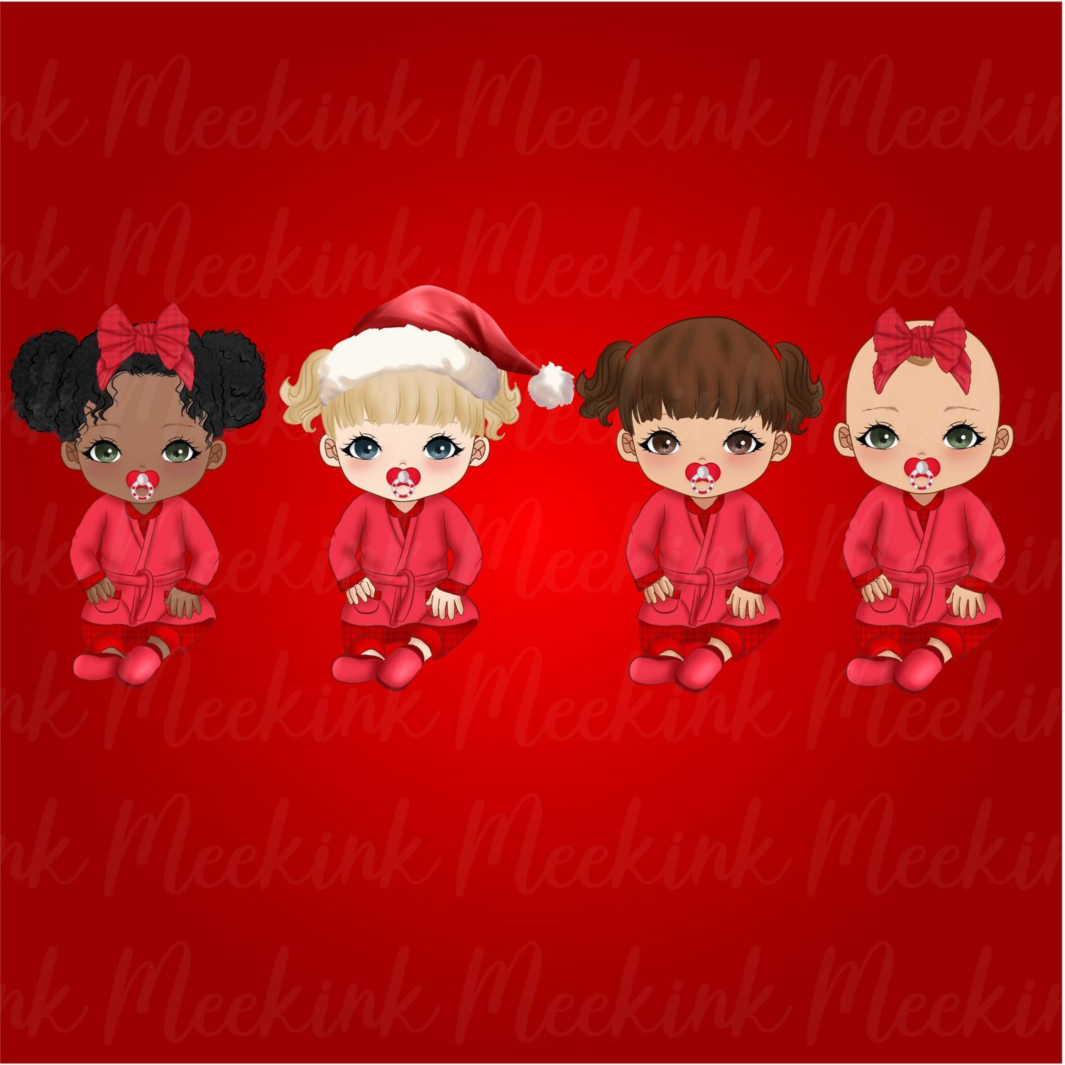 Christmas Baby Girl in Pjs Doll UVDTF or DTF Decal