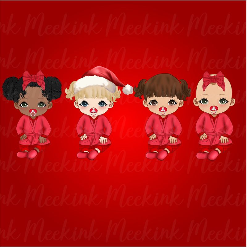 Christmas Baby Girl in Pjs Doll UVDTF or DTF Decal