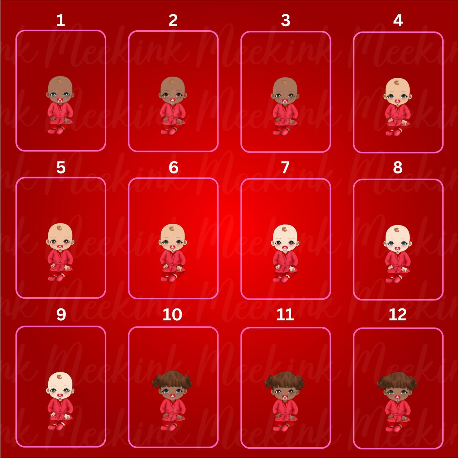 Christmas Baby Girl in Pjs Doll UVDTF or DTF Decal